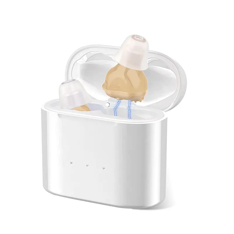 Skin-coloured in-the-ear rechargeable hearing aid with intelligent noise reduction