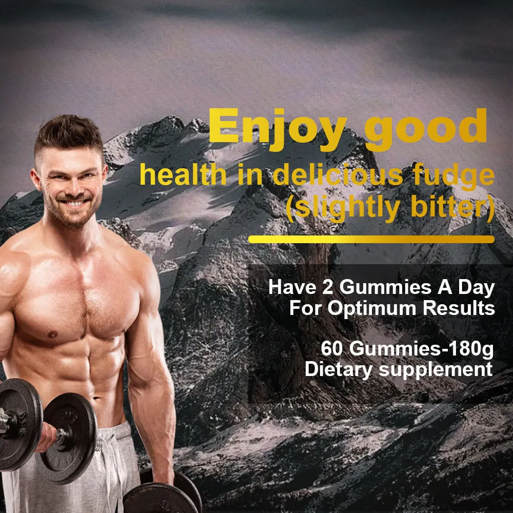 Natural flavoured Shilajit gummies 60 count in a pouch with vegan formula and fulvic acid