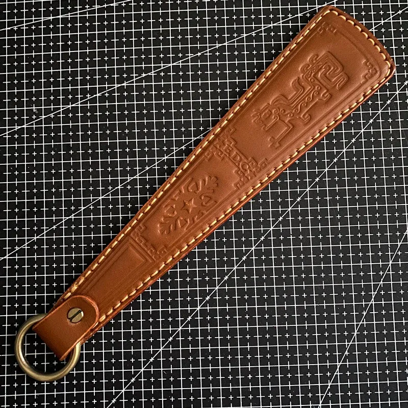 Pat massage anti-body skin racket with thick vegetable tanned leather and stainless steel panel, 25.5cm length, black colour