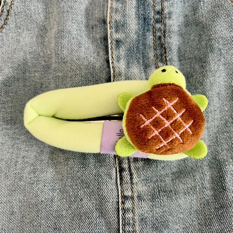 Cute cartoon little turtle barrettes made of cloth in pink blue coffee and green colours for women and girls