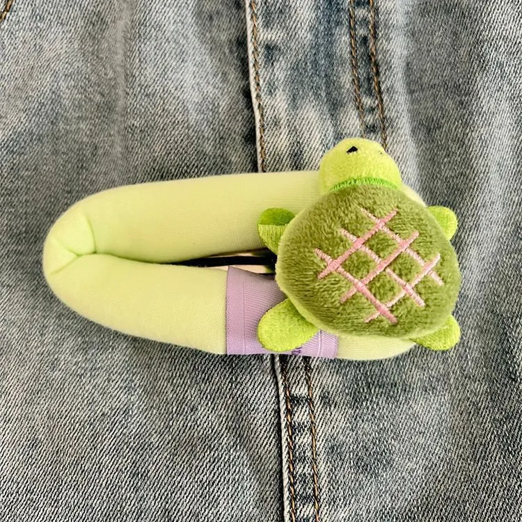Cute cartoon little turtle barrettes made of cloth in pink blue coffee and green colours for women and girls