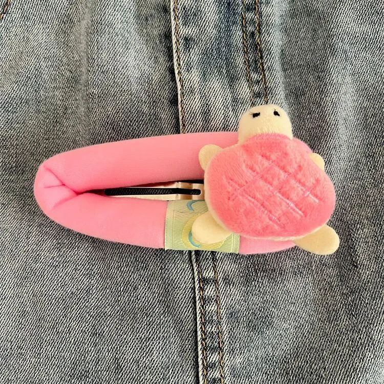 Cute cartoon little turtle barrettes made of cloth in pink blue coffee and green colours for women and girls