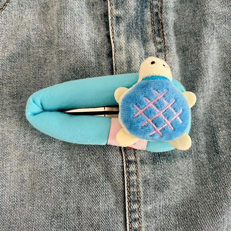 Cute cartoon little turtle barrettes made of cloth in pink blue coffee and green colours for women and girls