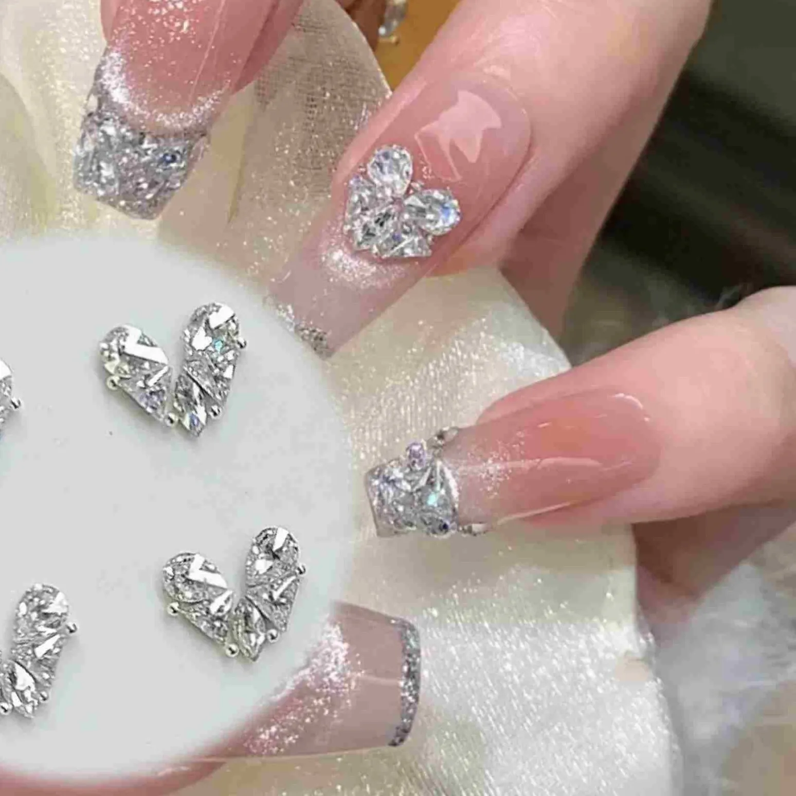 Love butterfly zircon nail art diamond material pack in champagne and silver colour options