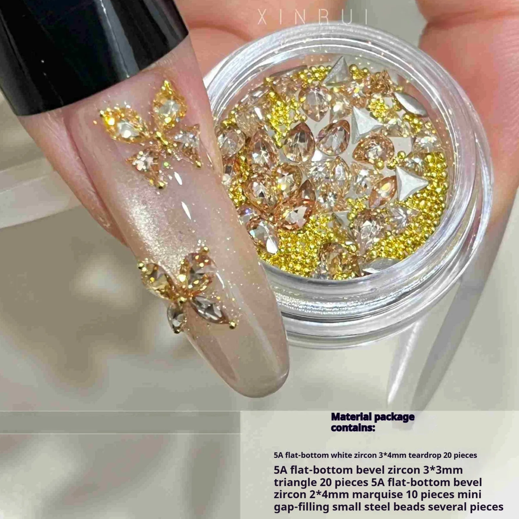 Love butterfly zircon nail art diamond material pack in champagne and silver colour options