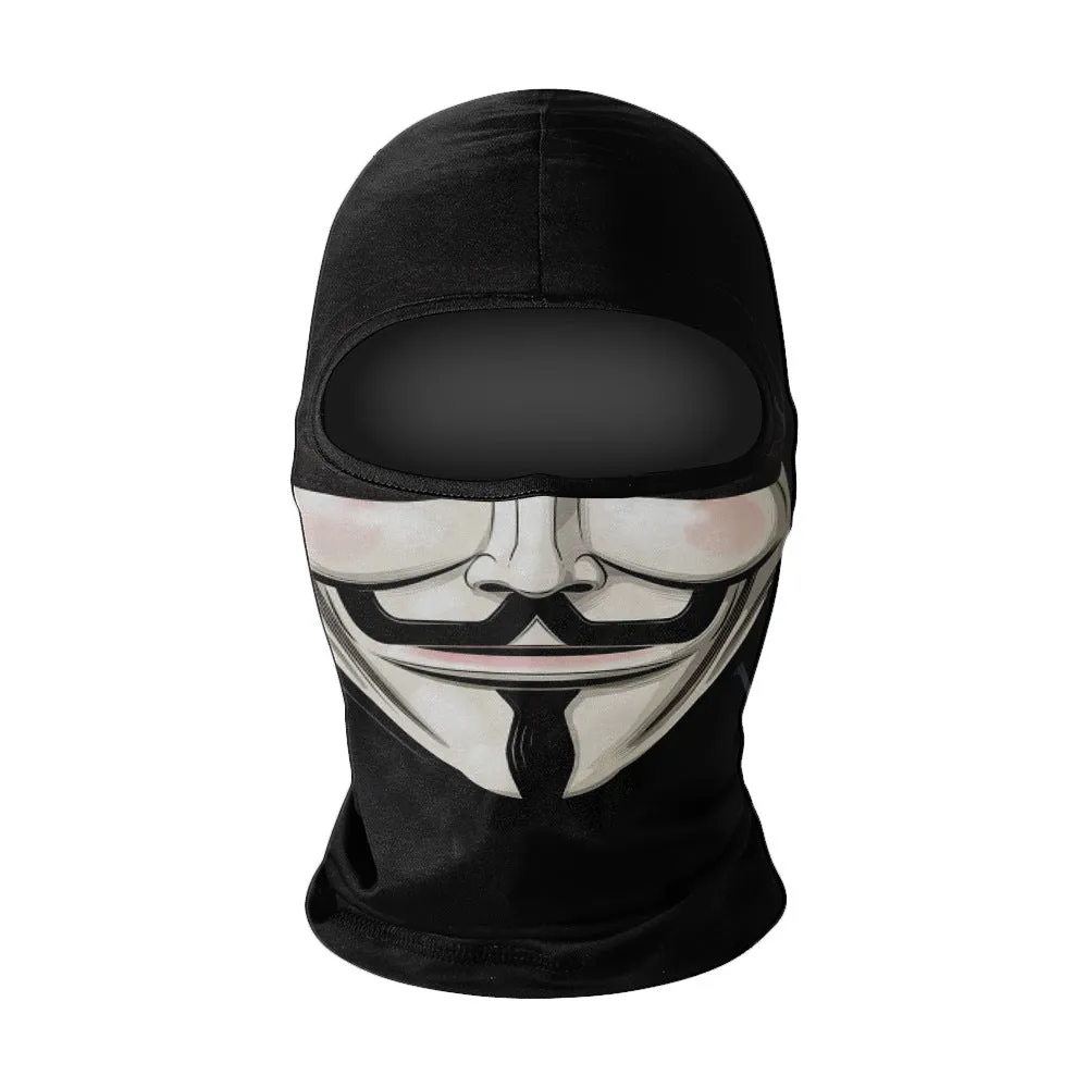 Summer breathable full face sun protection headgear in ice silk fabric, polyester, average size, available in multiple colours