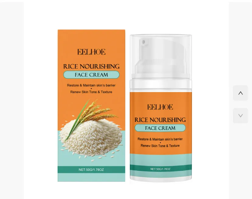 60ml white tube rice facial cleanser with moisturising ingredients on a plain background