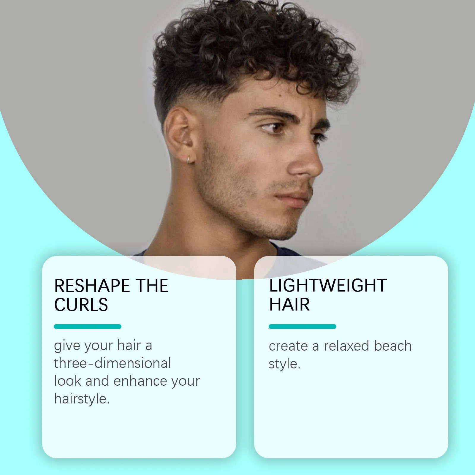Sea salt curly hair spray 100ml in a compact bottle for shaping and defining curls