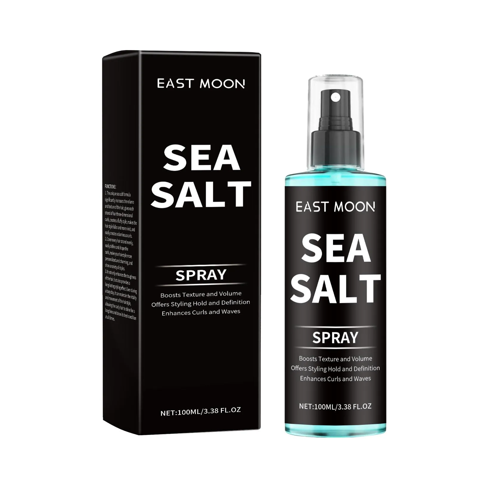 Sea salt curly hair spray 100ml in a compact bottle for shaping and defining curls