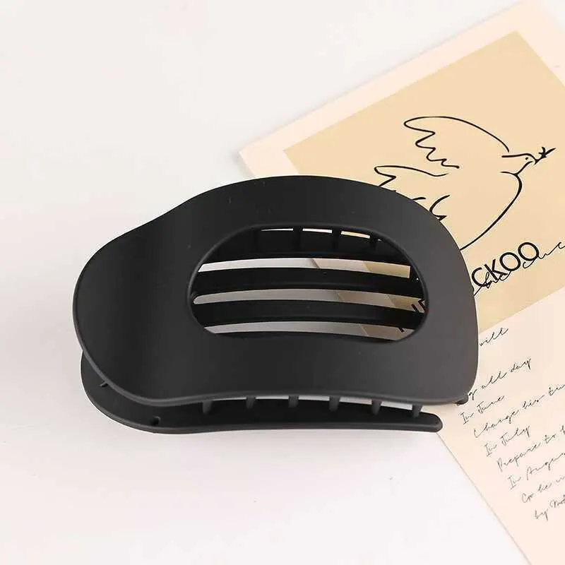 Large duckbill hair clip for women back head updo, matte black finish, baking varnish, simple quadrilateral shape