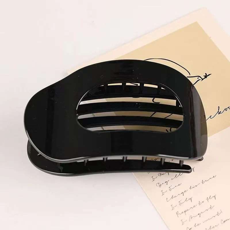 Large duckbill hair clip for women back head updo, matte black finish, baking varnish, simple quadrilateral shape