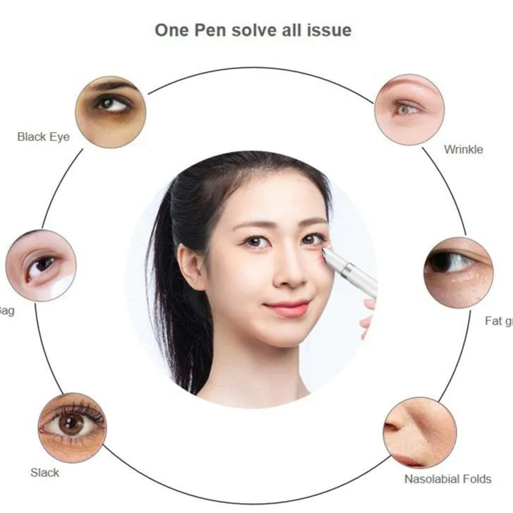 White eye bag removing massage instrument for home use with 3 gear settings and colour light function