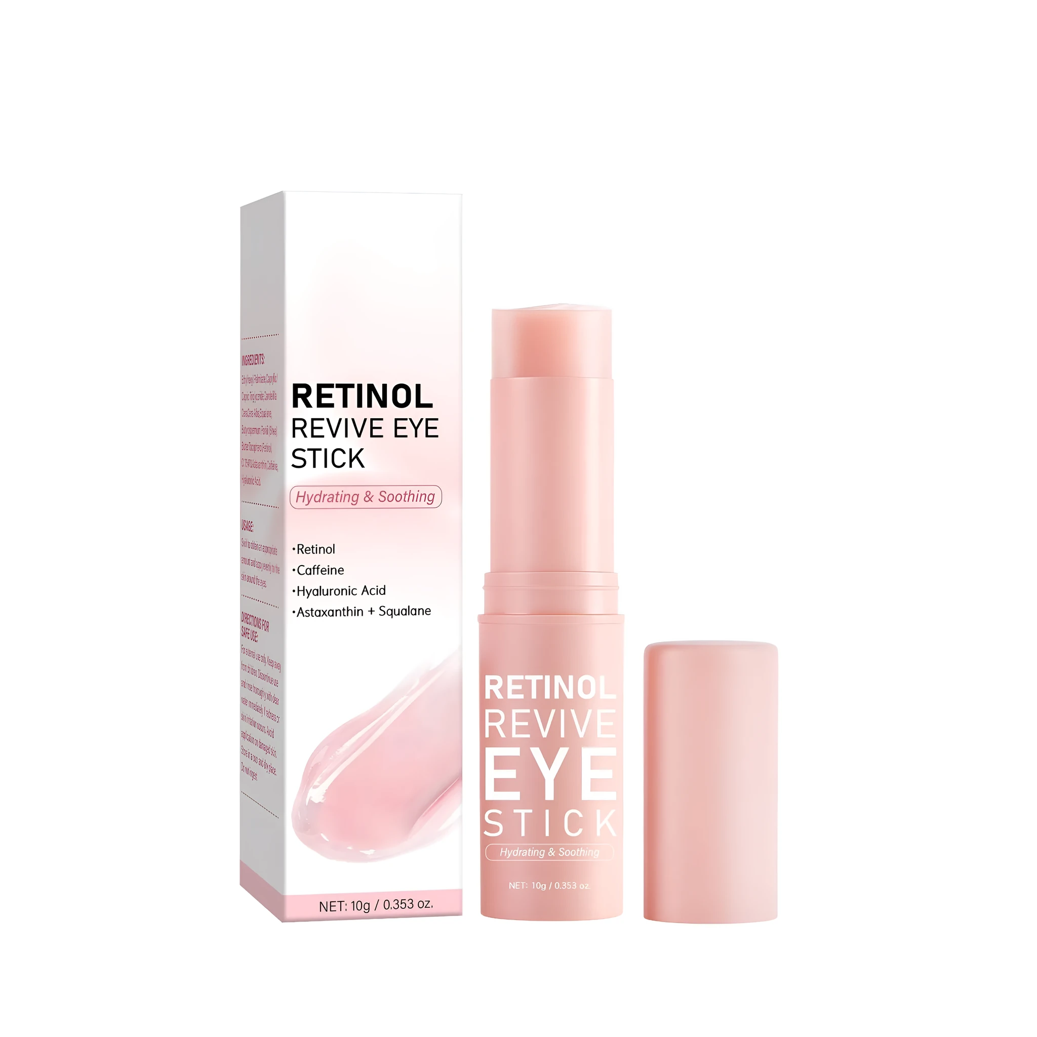 Eye cream stick in twist-up tube for under-eye hydration and moisturising, 10g compact size