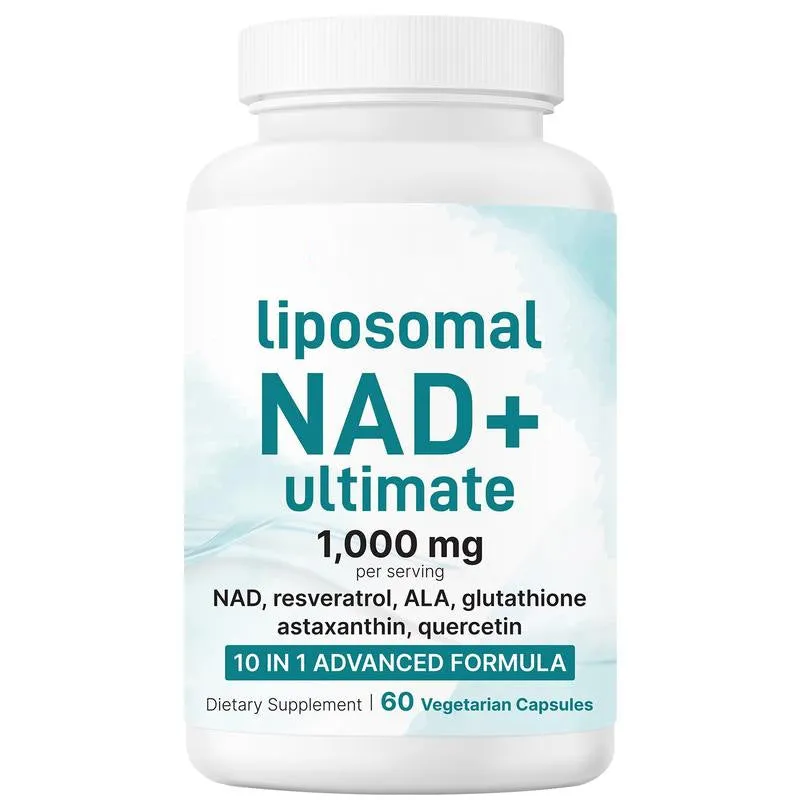NAD capsules bottle with 60 nicotinamide riboside tablets for cellular energy support