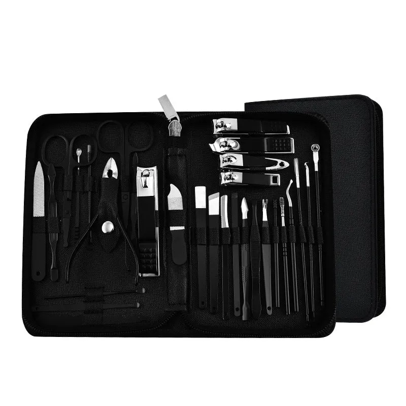 30-piece stainless steel nail clipper tool set in Rose Gold colour with pliers and assorted grooming tools