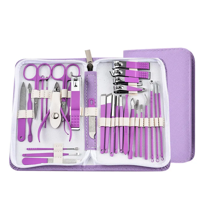 30-piece stainless steel nail clipper tool set in Rose Gold colour with pliers and assorted grooming tools