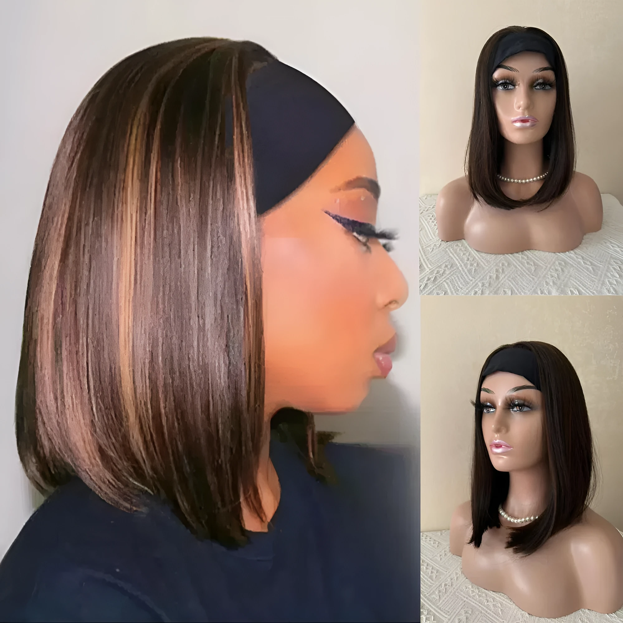 Lady's brown lace wig with inner layer gradient and middle part
