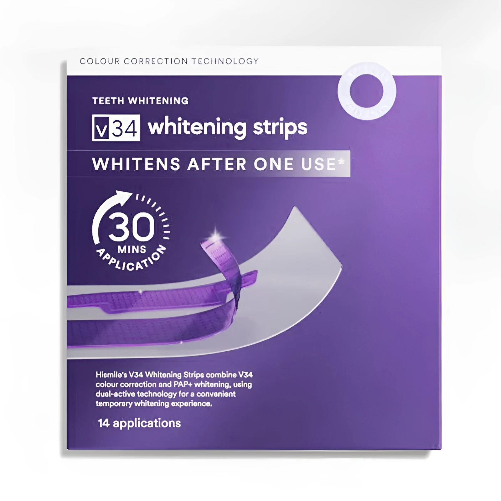 V34 Whitening Strips single piece pack for professional strength teeth whitening at home