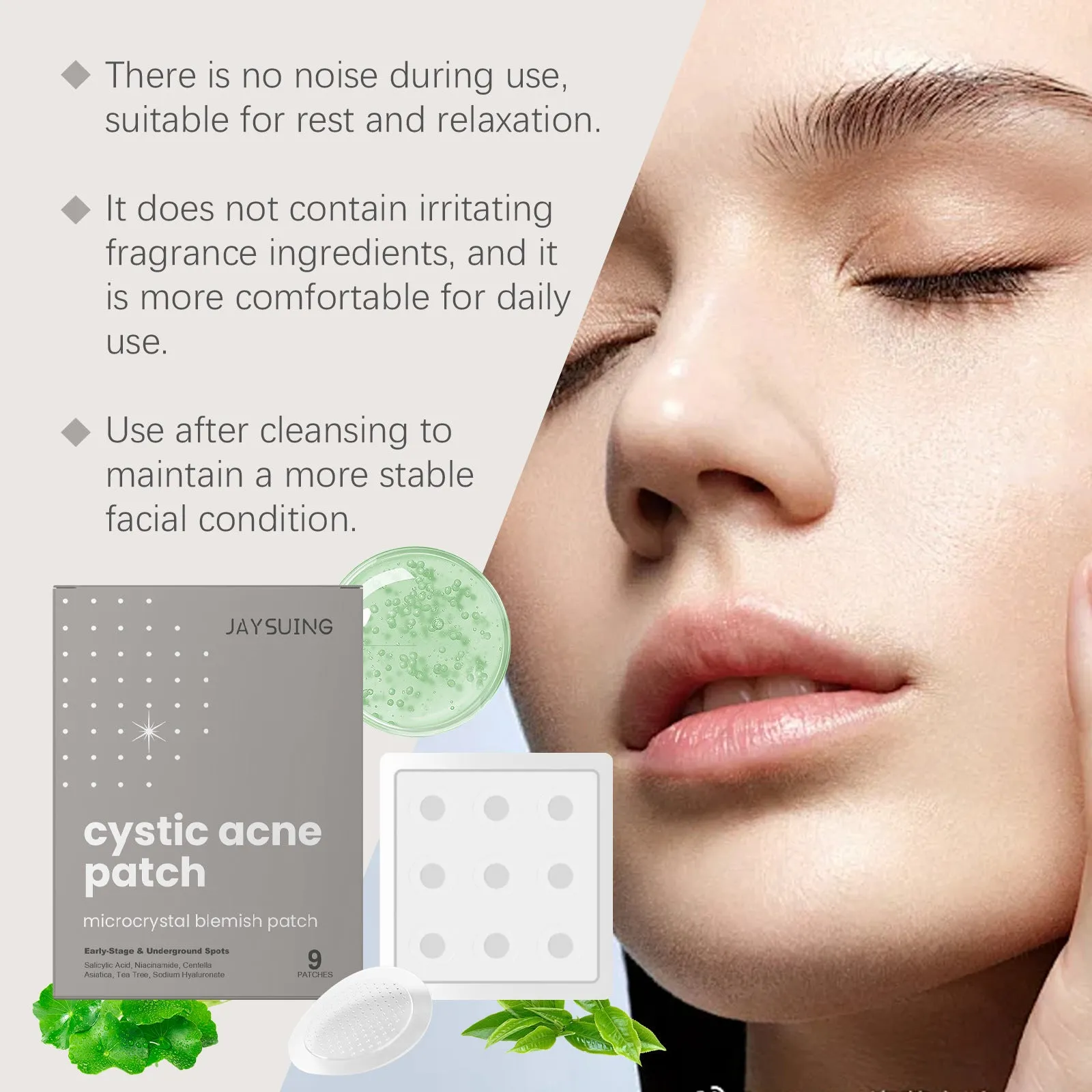 9 clear acne repair microneedle patches with tea tree oil and Centella asiatica ingredients