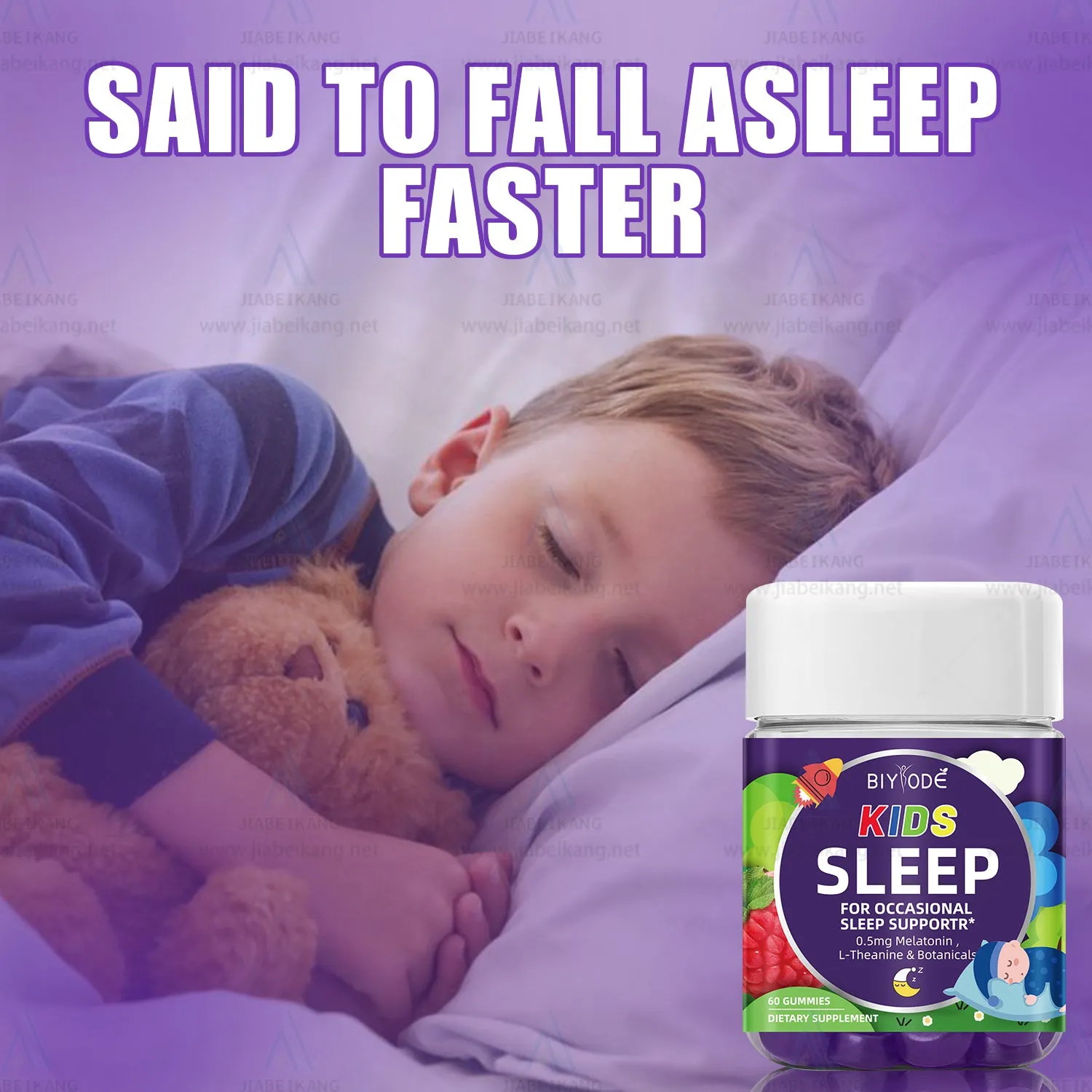 Kids Multivitamin Supplement Gummies for Sleep Support with Melatonin L-Theanine Botanicals 60 Gummies per Bottle 2 Gummies per Day Custom OEM ODM Wholesale Children Teenagers