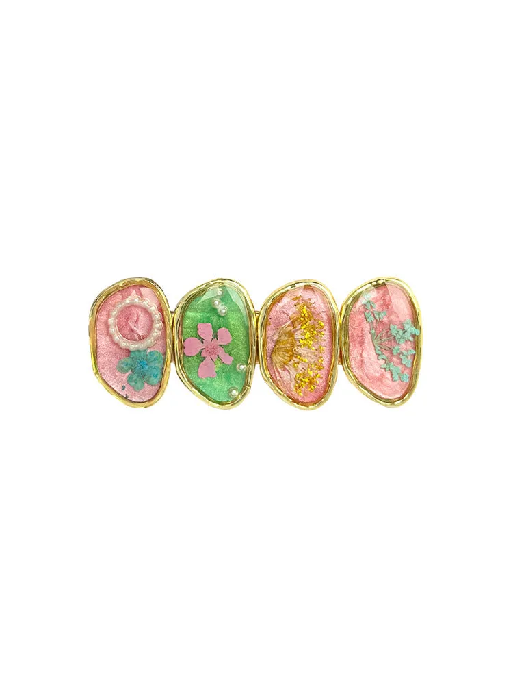 Forest Fairy Korean style side bangs hair clip in pink, plastic and resin construction for women