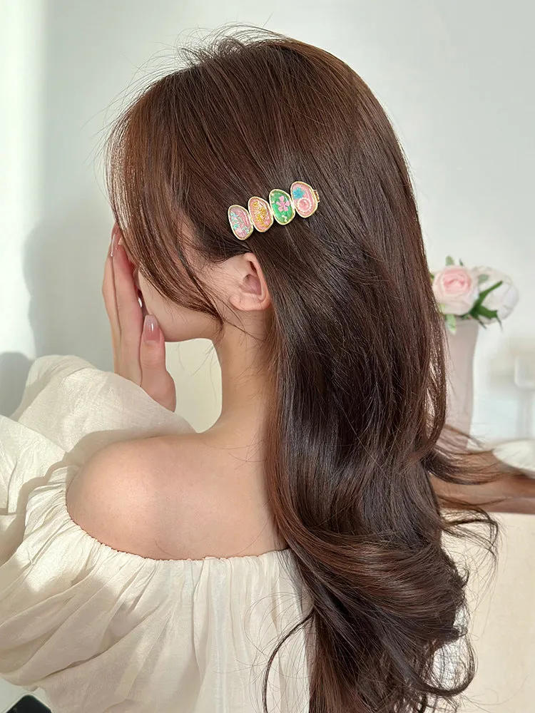 Forest Fairy Korean style side bangs hair clip in pink, plastic and resin construction for women