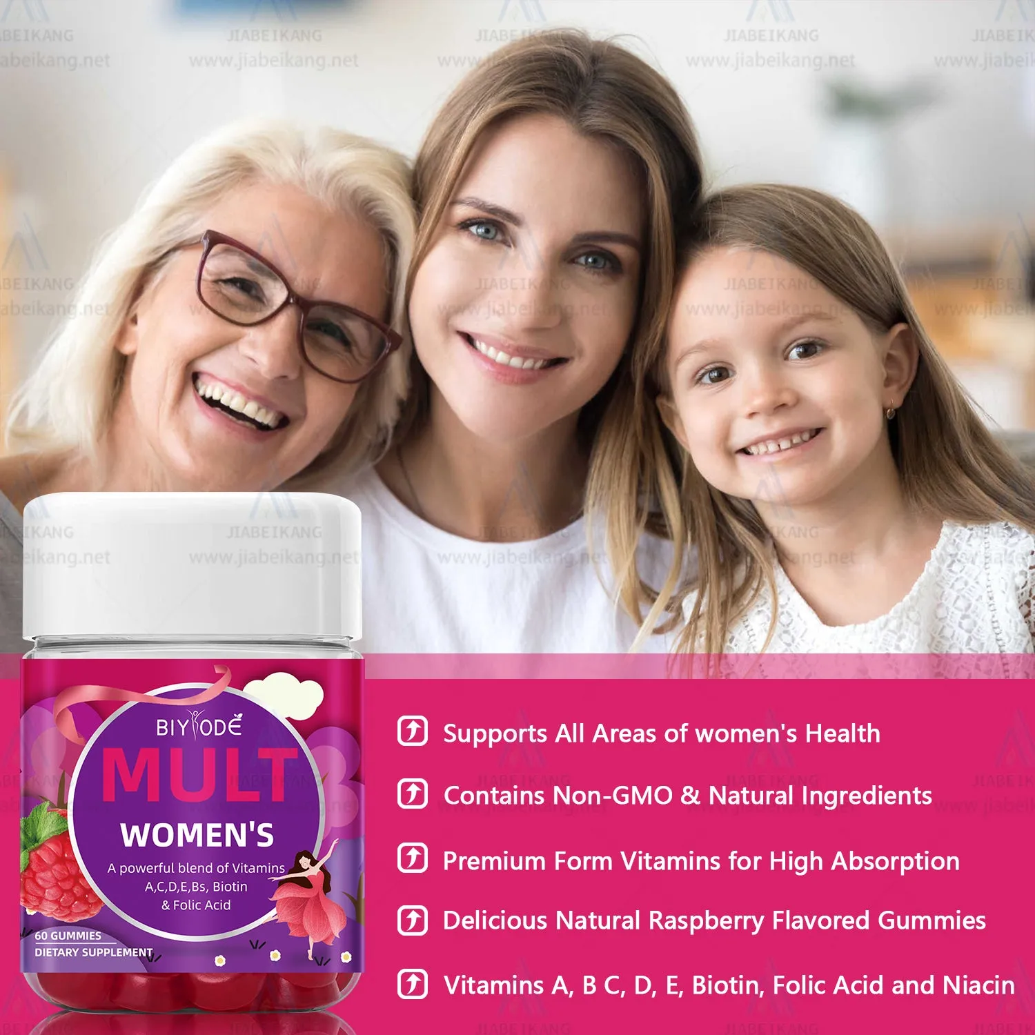 Biyode Women Multi Vitamin Supplement Gummies bottle with 60 gummies