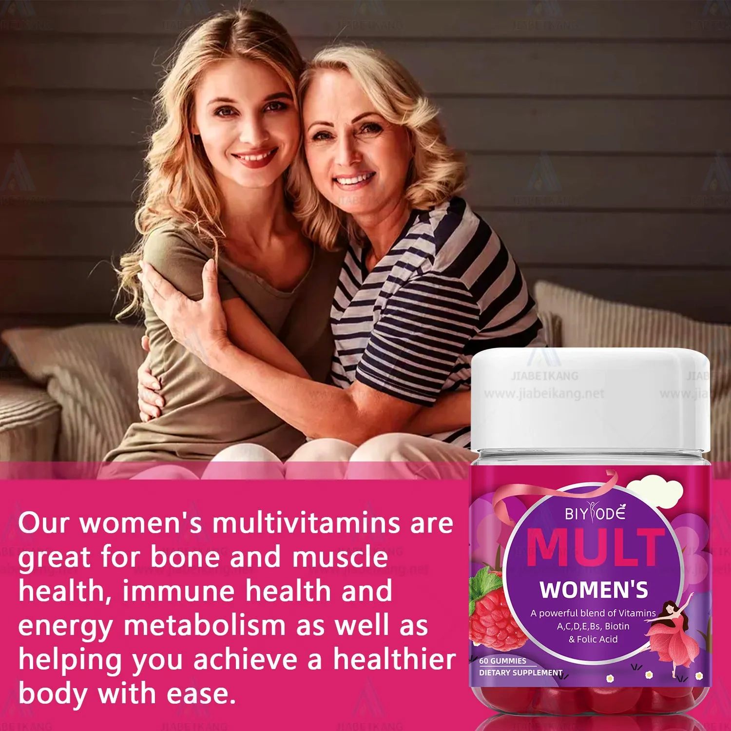 Biyode Women Multi Vitamin Supplement Gummies bottle with 60 gummies