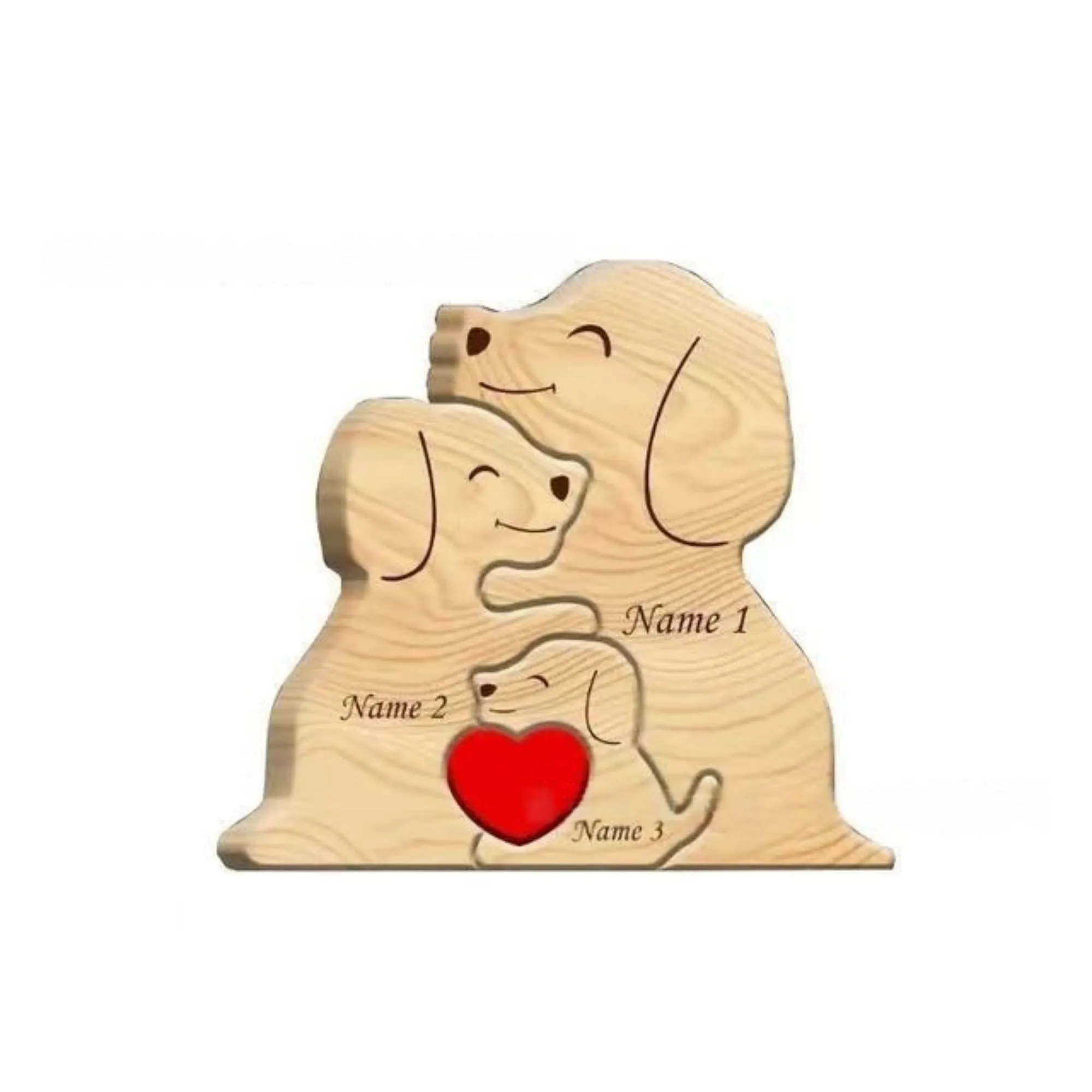 Wooden dog shaped ornament in modern minimalist style with coloured finish for home decor