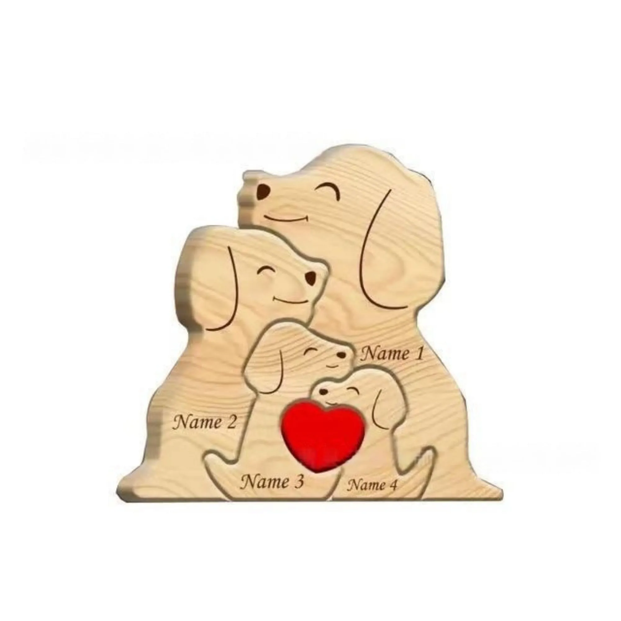 Wooden dog shaped ornament in modern minimalist style with coloured finish for home decor