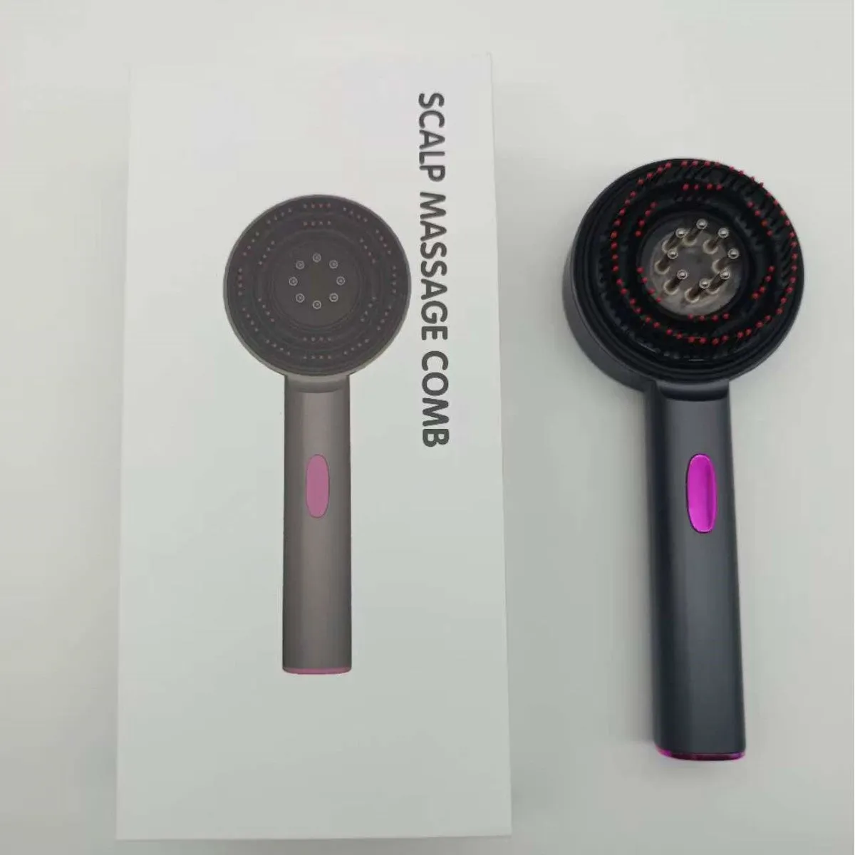 Electric scalp comb with red light and massage function in gray colour for home hair care use