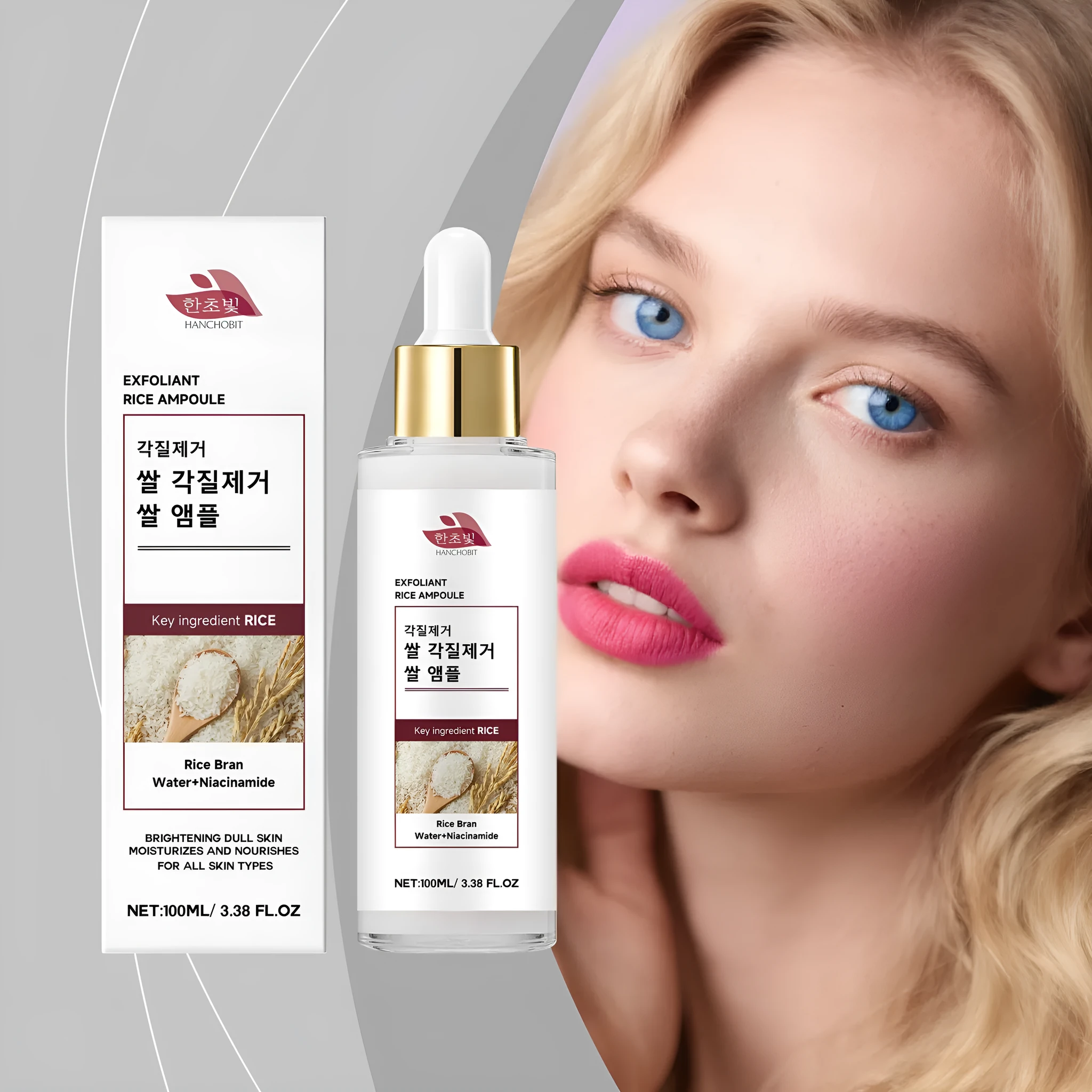 100ml bottle of Rice Exfoliating Liquid with hydrolyzed rice extracts and salicylic acid for gentle facial exfoliation
