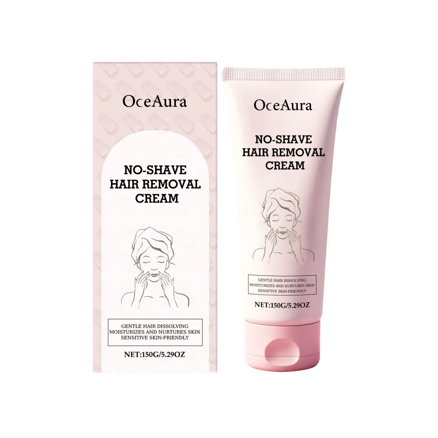 Tube of body depilatory cream 150g with gentle formula containing shea butter