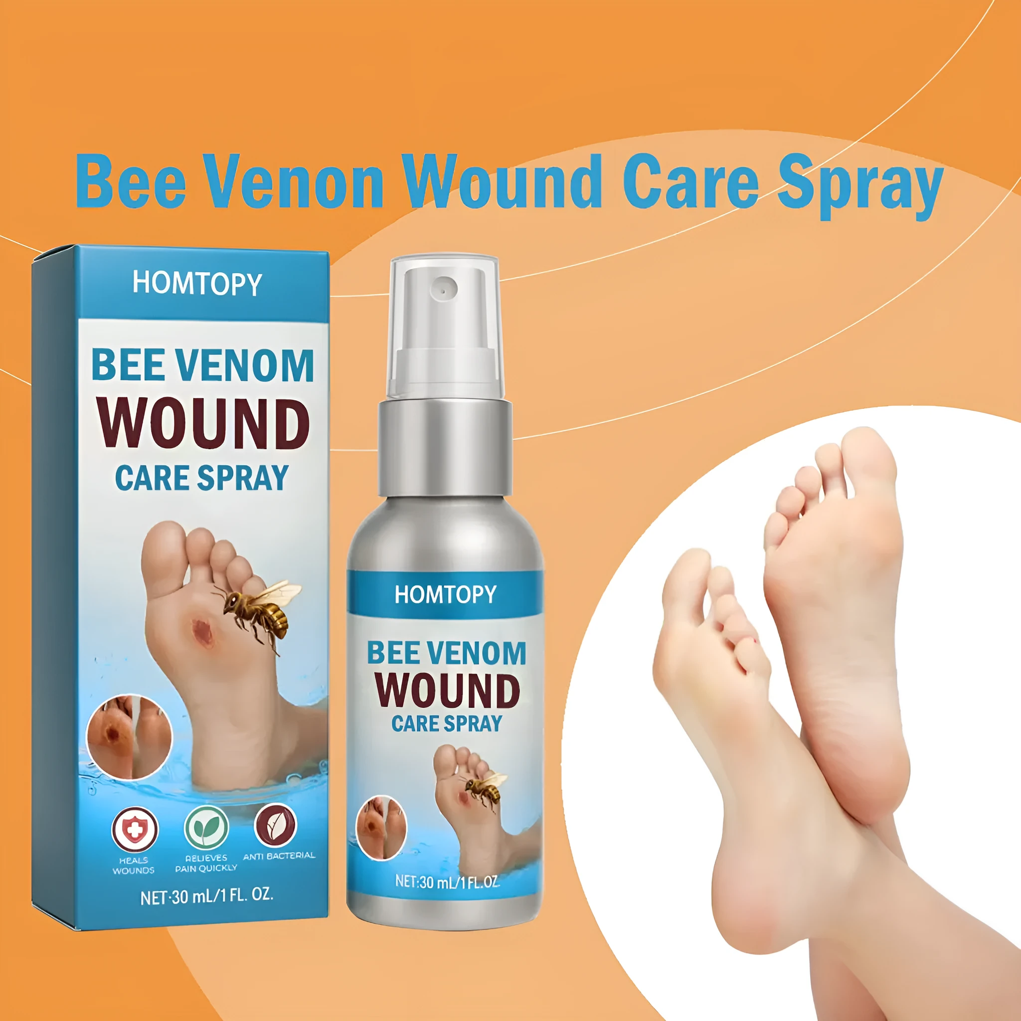 Bee Venom Foot Skin Care Spray 30ml bottle for general use