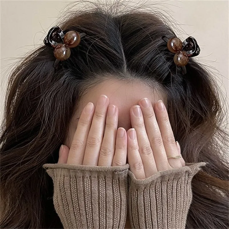 Plastic leopard bow barrettes with Seiko treatment four style options black suede bow brown leopard pattern coffee double beads dark coffee triangle