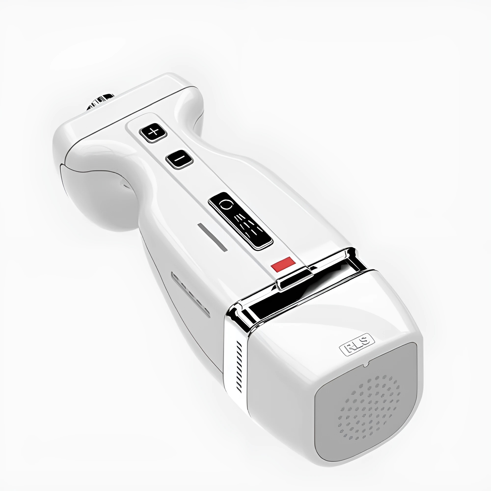 Ultrasonic plastic beauty instrument for household body shaping with power cord and instruction manual on table