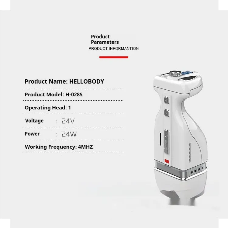 Ultrasonic plastic beauty instrument for household body shaping with power cord and instruction manual on table