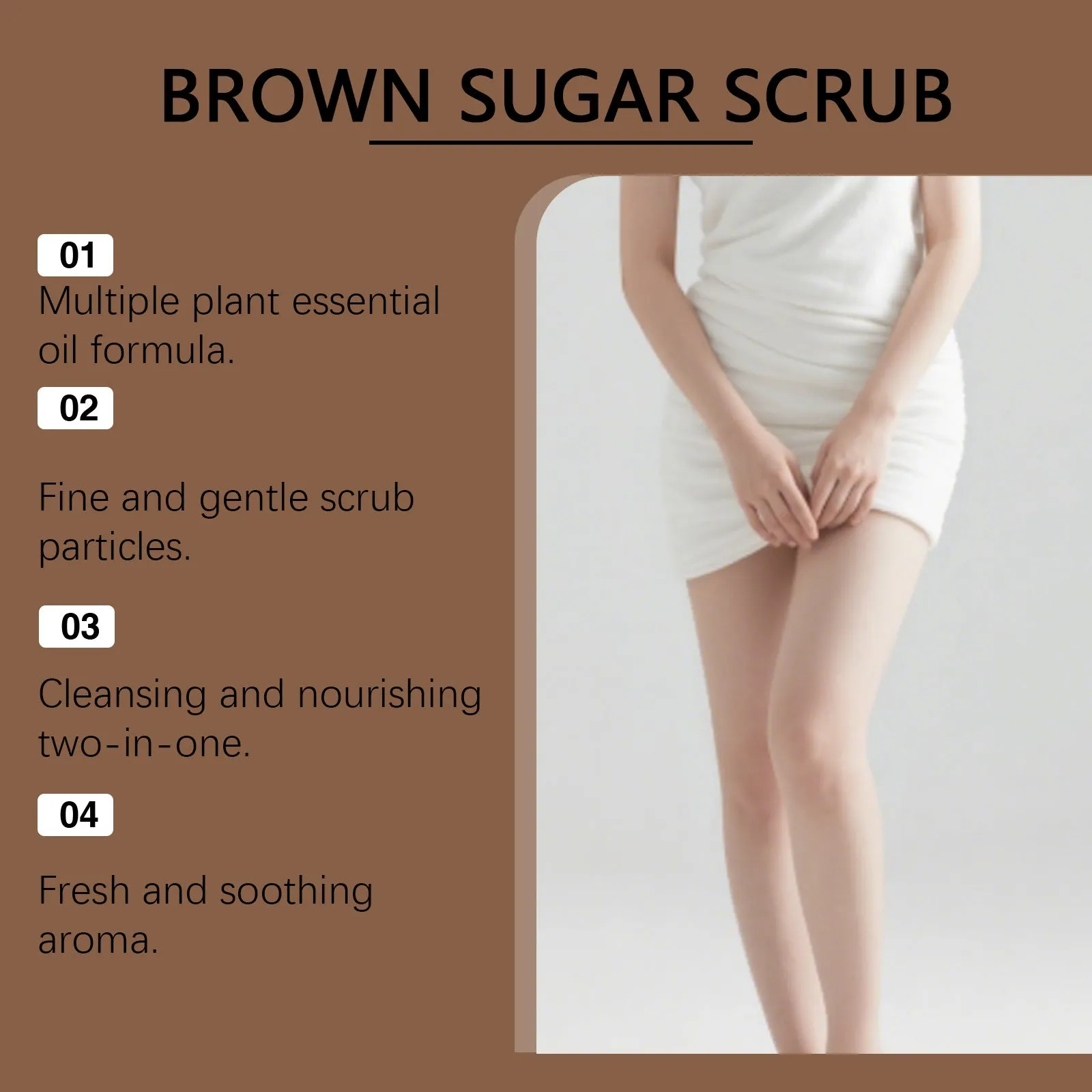 Brown sugar body scrub cream in 100g jar for gentle exfoliation, smooth and tender skin