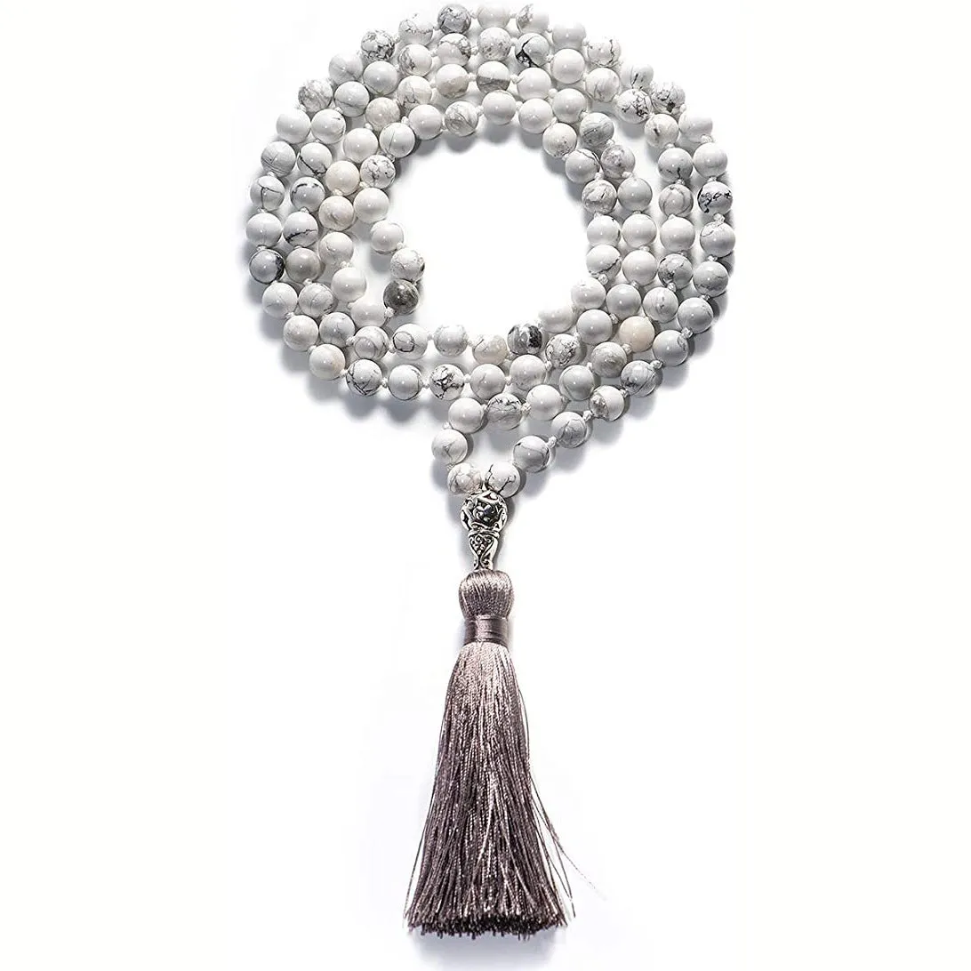 108 beaded natural stone bracelet, round 8mm beads, unisex bohemian style, available in multiple colours
