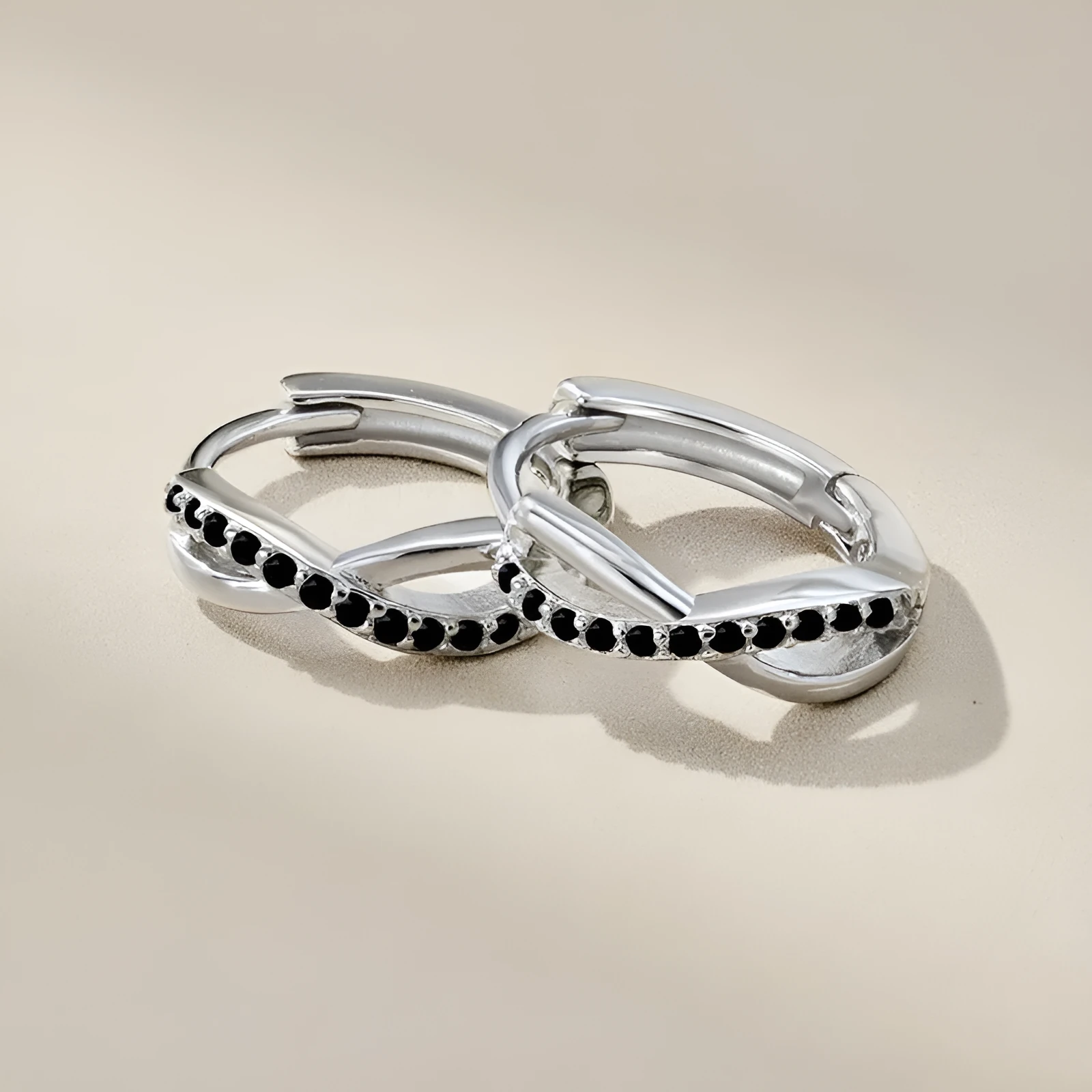 Women's 925 sterling silver mobius cross infinite symbol earrings with electroplated finish, 4x12.5x13.5mm, black and white options