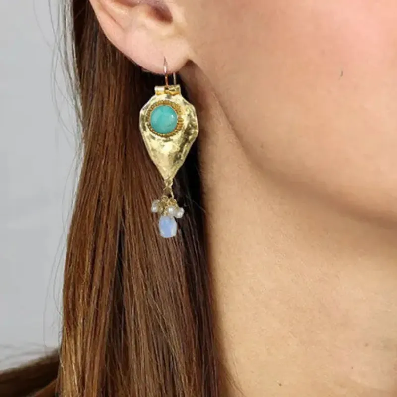 Gold alloy snake design women's earrings with electroplated finish