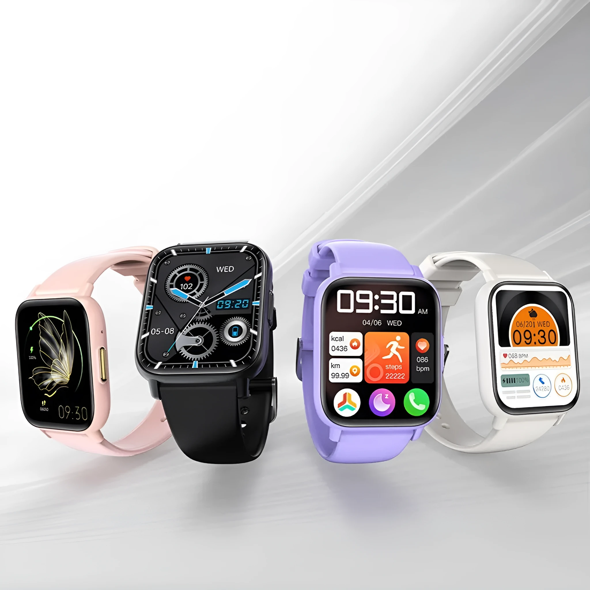 Smart watch with blood glucose heart rate blood oxygen body temperature monitoring waterproof TFT screen black pink