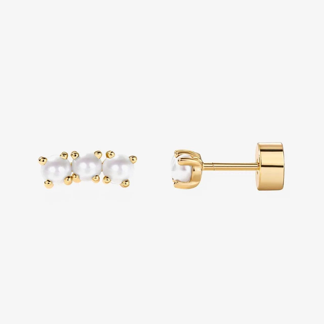 Electroplated 18K gold flower zircon ear studs on stainless steel, unisex old money style, gold and steel colours