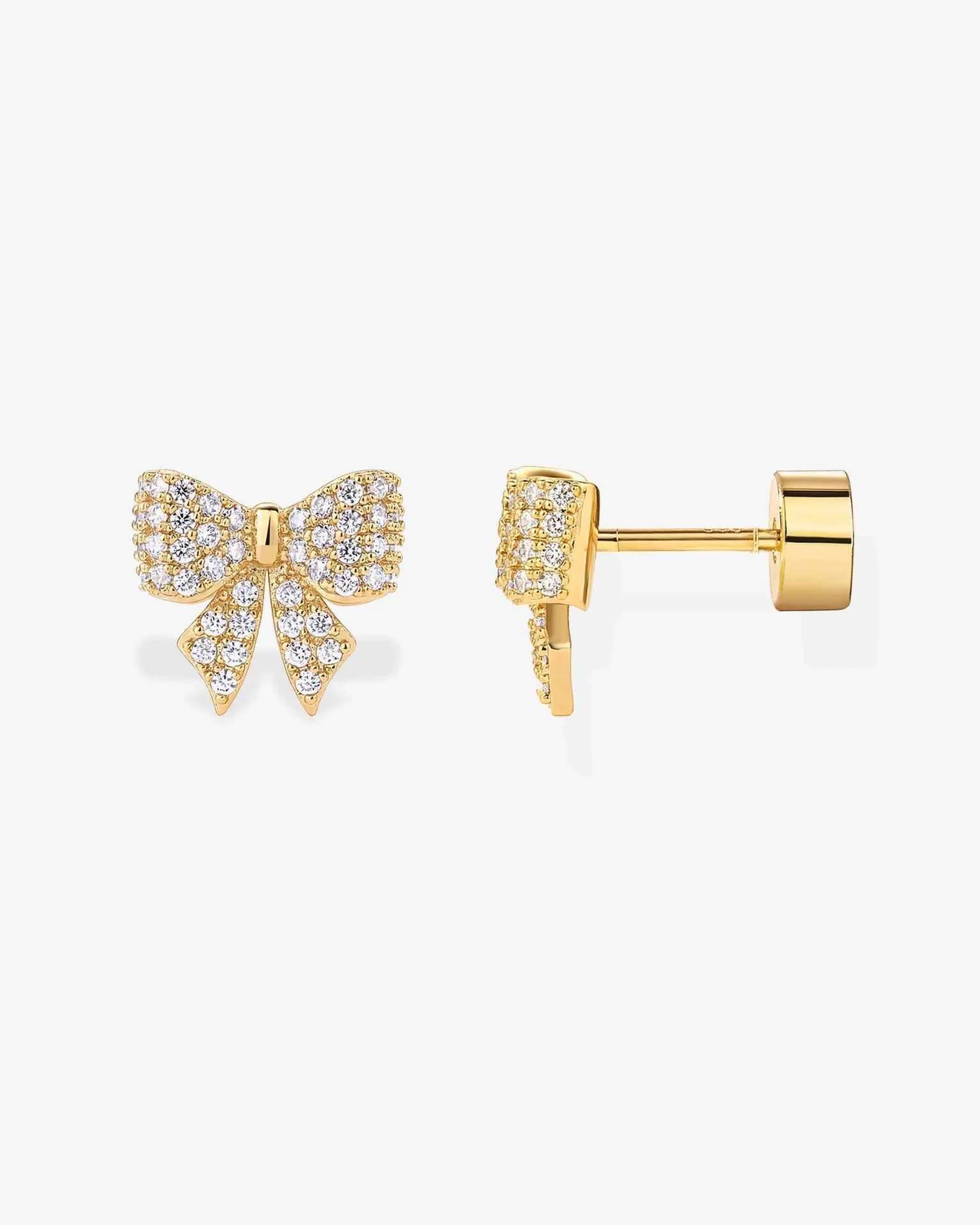 Electroplated 18K gold flower zircon ear studs on stainless steel, unisex old money style, gold and steel colours