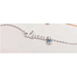 English Name Birthstone Anklet Simple Korean Style unisex jewellery gold silver electroplated alloy inlaid artificial gem