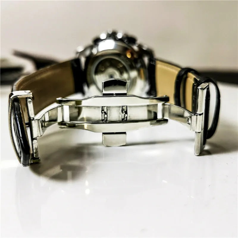 Men's automatic mechanical watch with stainless steel case in various colour options.