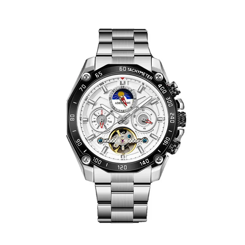 Men's automatic mechanical watch with stainless steel case in various colour options.