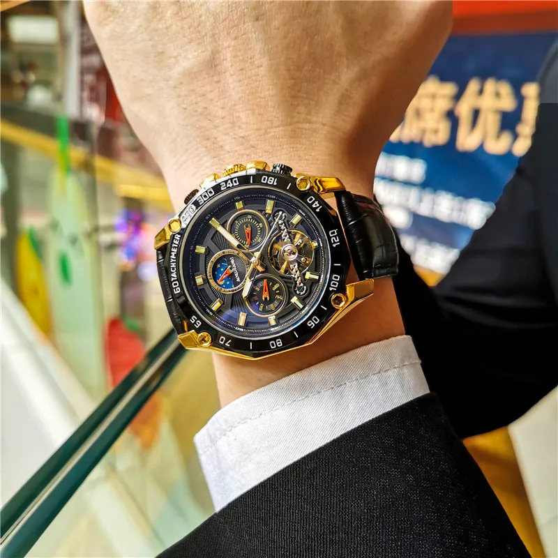 Men's automatic mechanical watch with stainless steel case in various colour options.