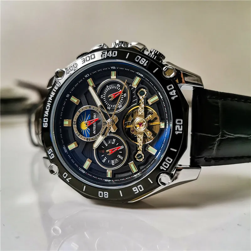 Men's automatic mechanical watch with stainless steel case in various colour options.