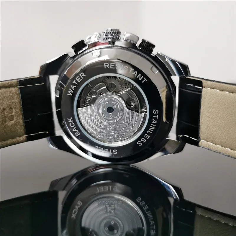 Men's automatic mechanical watch with stainless steel case in various colour options.